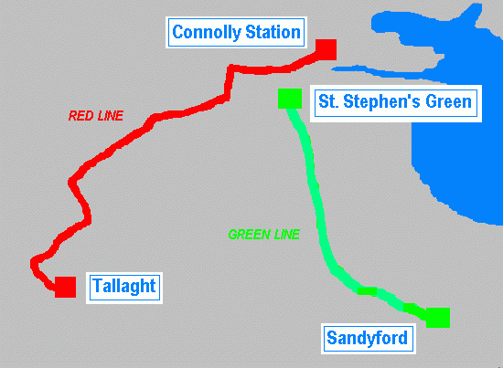 Dublin Tramway LRT map