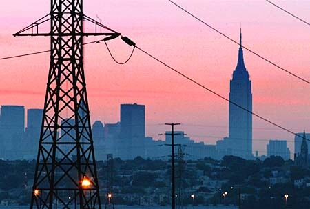 NYC blackout with power lines