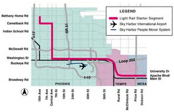 Phoenix LRT map - starter line