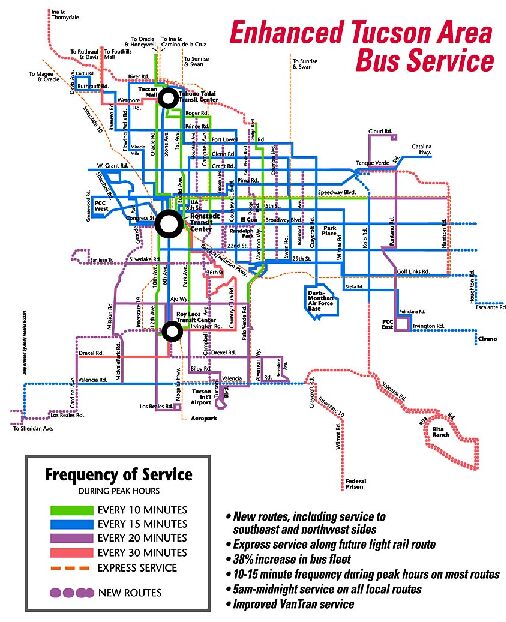 Tucson enhanced bus map