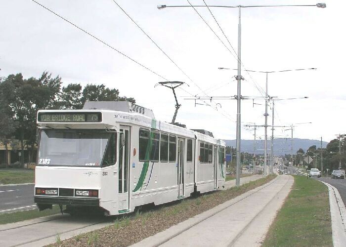Melbourne LRT tram in median